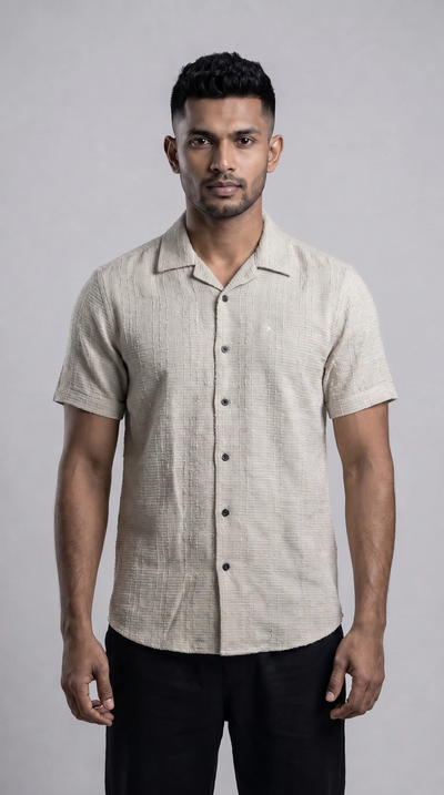 Slim Fit Cotton Plain Short Sleeve Shirt