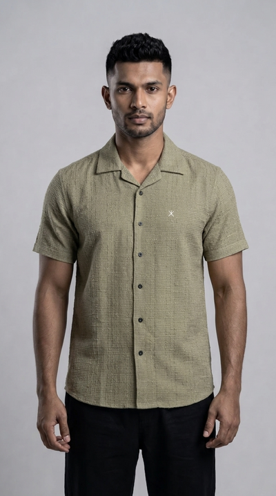 Slim Fit Cotton Plain Short Sleeve Shirt