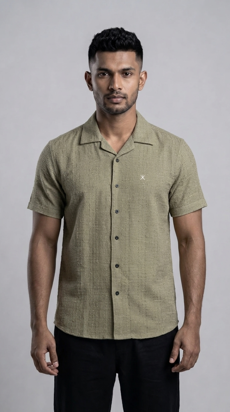Slim Fit Cotton Plain Short Sleeve Shirt