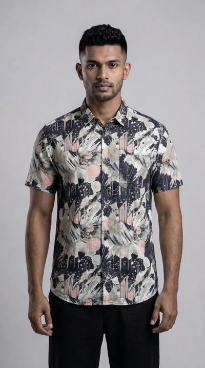 Slim Fit Printed Short Sleeve Shirt