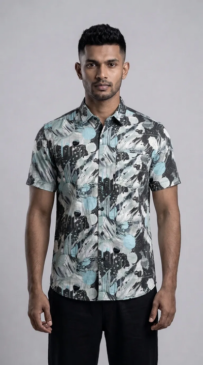 Slim Fit Printed Short Sleeve Shirt