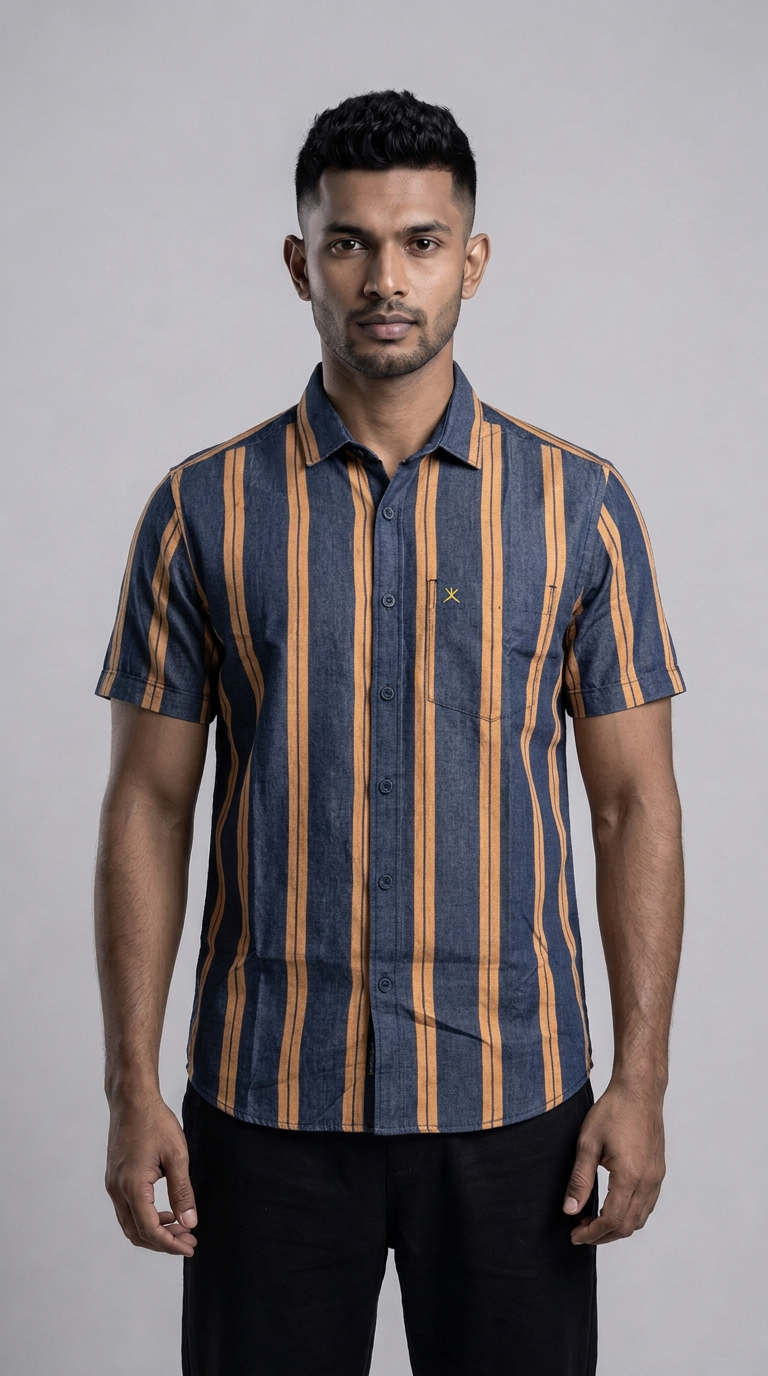 Slim Fit Striped Short Sleeve Shirt