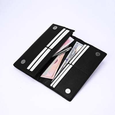 Genuine Leather Ladies Wallet - Black