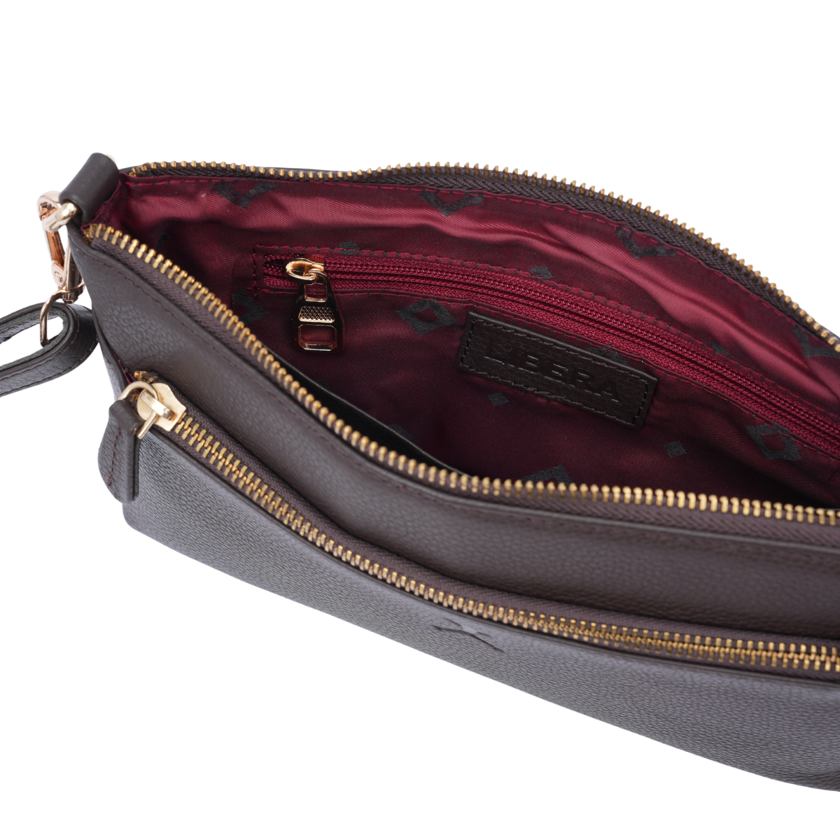 Italian Leather Ladies  Crossbody Handbag - Coffee Brown
