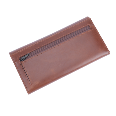 Italian Leather RFID Ladies Envelope Clutch Wallet - Tan