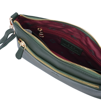 Italian Leather Ladies  Crossbody Handbag - Green