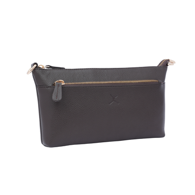 Italian Leather Ladies  Crossbody Handbag - Coffee Brown