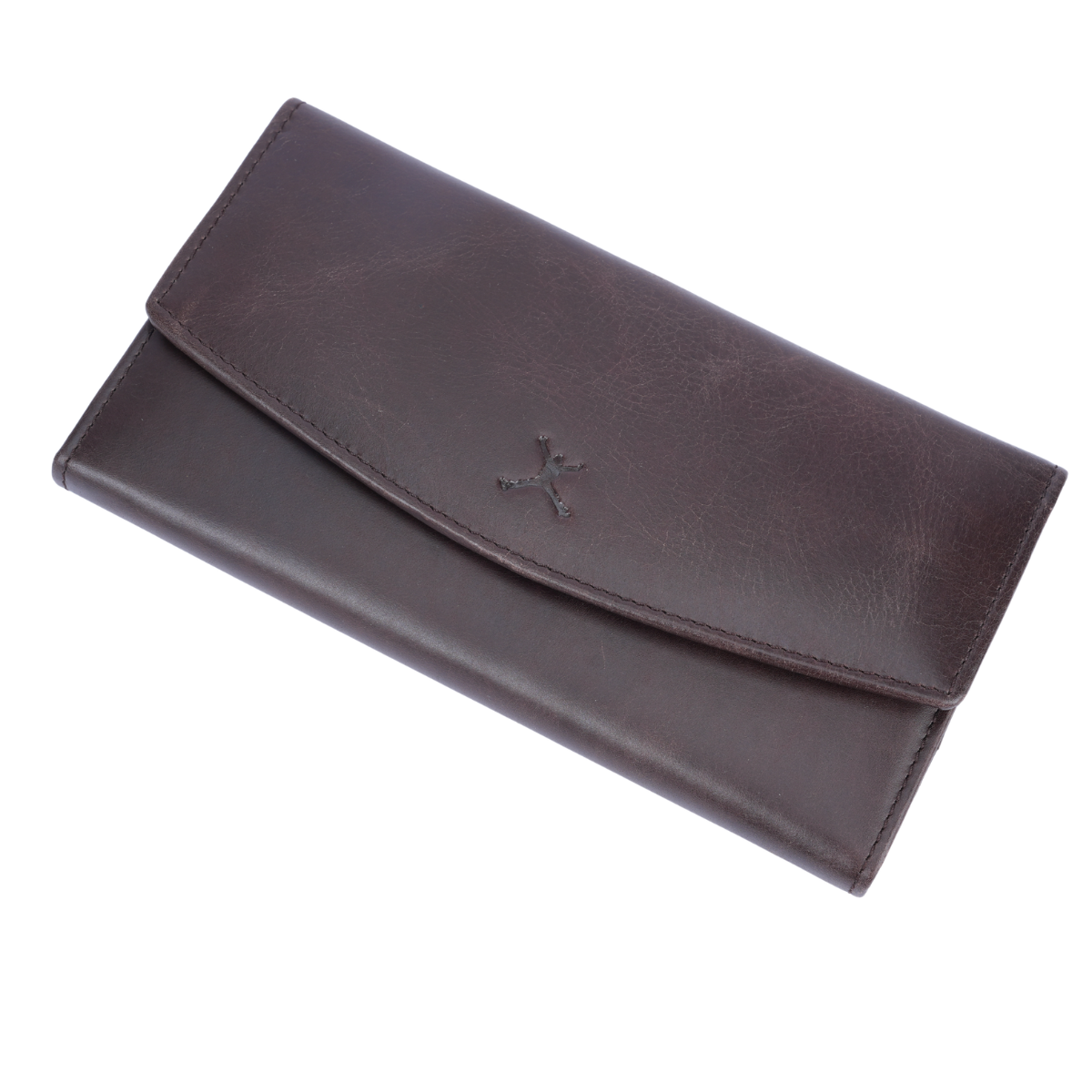 Italian Leather RFID Ladies Tri Fold Envelope Wallet - Coffee Brown