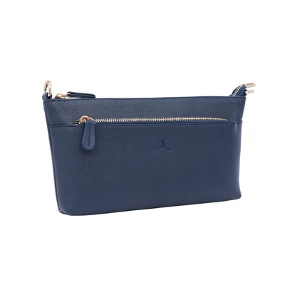 Italian Leather Ladies  Crossbody Handbag - Navy Blue