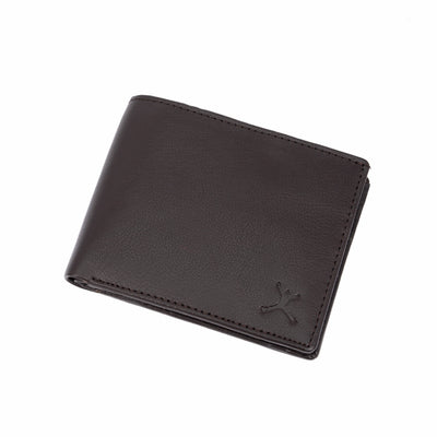 Genuine Leather Coin Pocket Wallet - Coffee Brown
