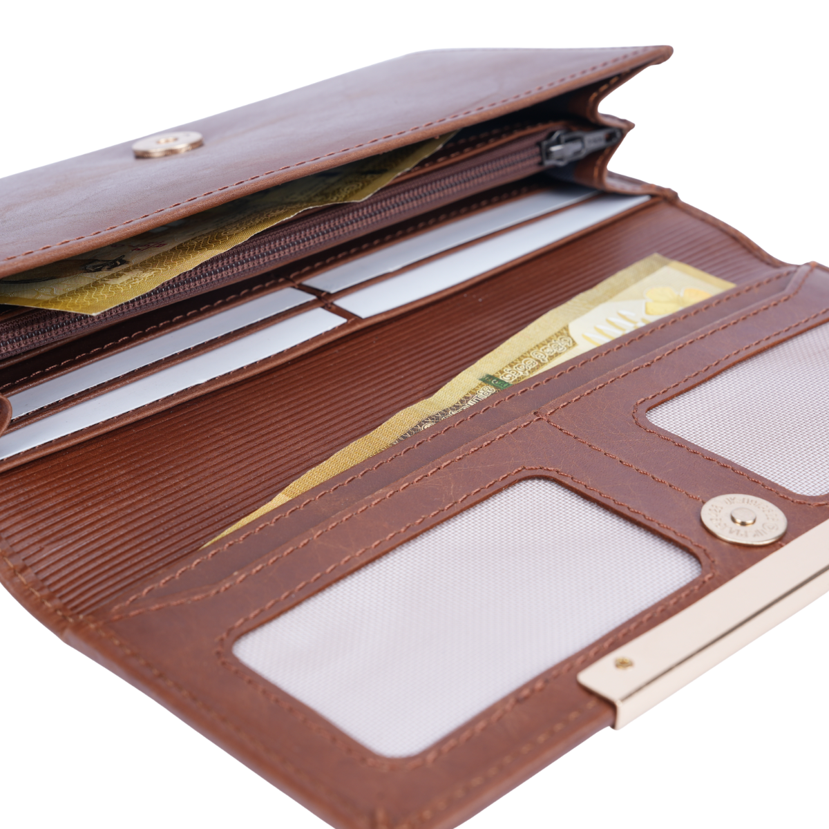 Italian Leather RFID Ladies Envelope Clutch Wallet - Tan