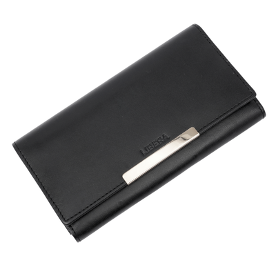 Italian Leather RFID Ladies Wallet - Black