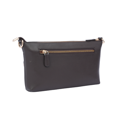Italian Leather Ladies  Crossbody Handbag - Coffee Brown
