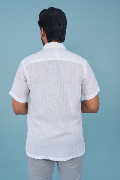 Slim Fit Premium Linen S/S Shirt - White
