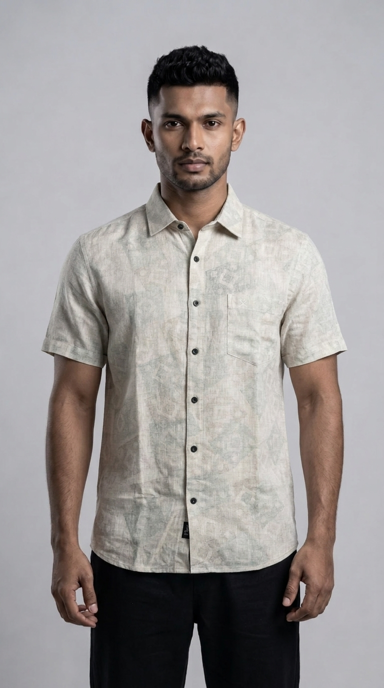 Slim Fit Printed Short Sleeve Shirt