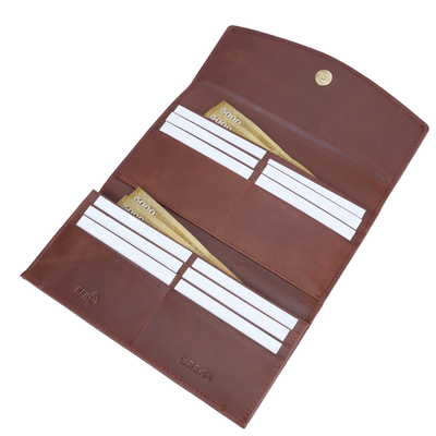 Italian Leather RFID Ladies Tri Fold Envelope Wallet - Tan