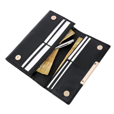 Italian Leather RFID Ladies Wallet - Black