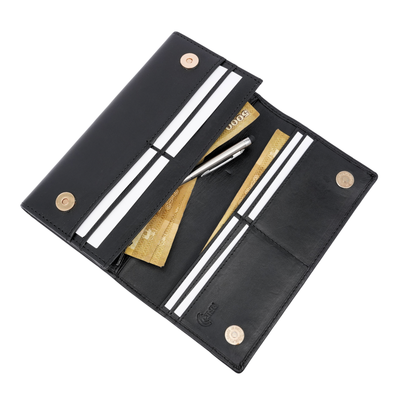 Italian Leather RFID Ladies Wallet - Black