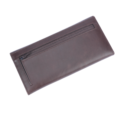 Italian Leather RFID Ladies Envelope Clutch Wallet - Coffee Brown