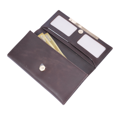 Italian Leather RFID Ladies Envelope Clutch Wallet - Coffee Brown