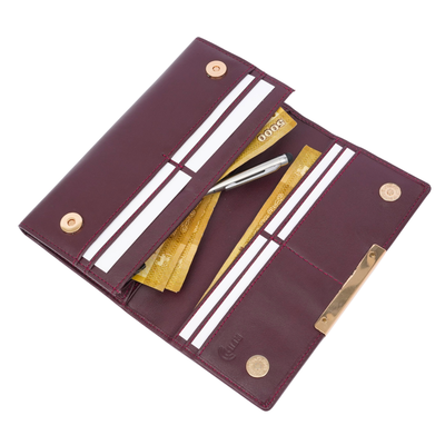 Italian Leather RFID Ladies Wallet - Burgundy