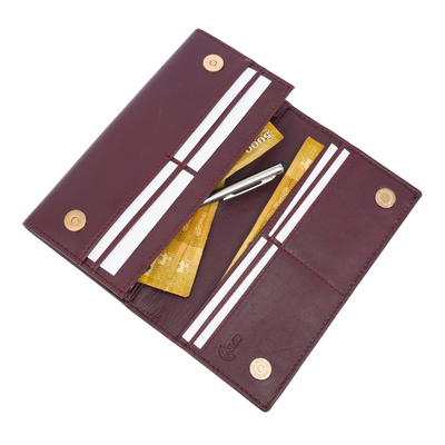 Italian Leather RFID Ladies Wallet - Burgundy