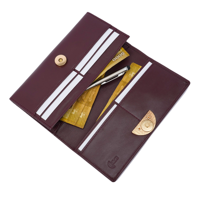 Italian Leather RFID Ladies Wallet - Burgundy