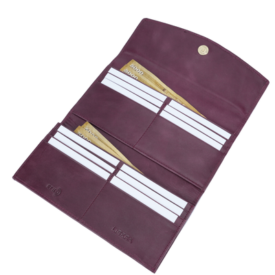 Italian Leather RFID Ladies Tri Fold Envelope Wallet - Burgundy
