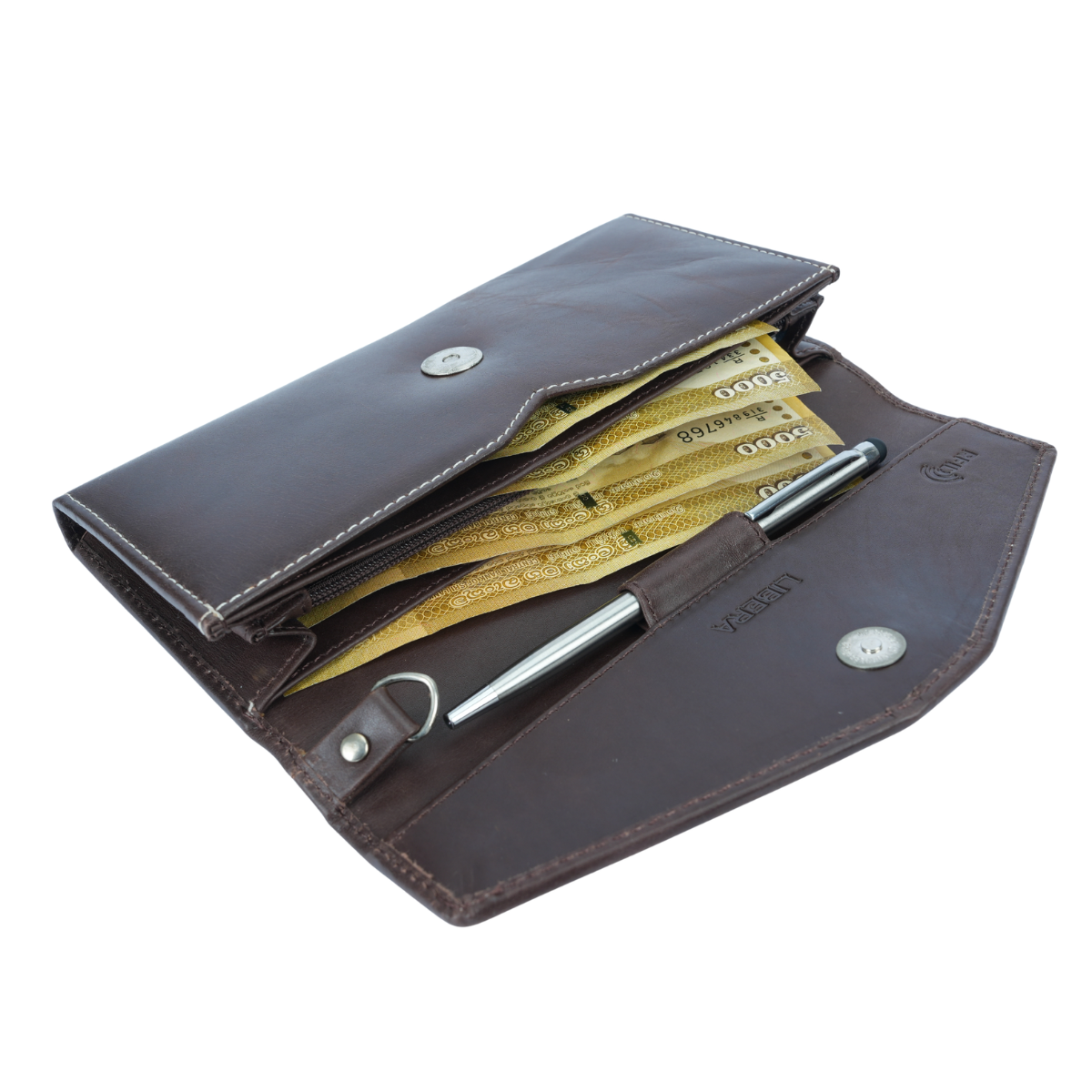 Italian Leather RFID Ladies Envelope Clutch Wallet - Coffee Brown