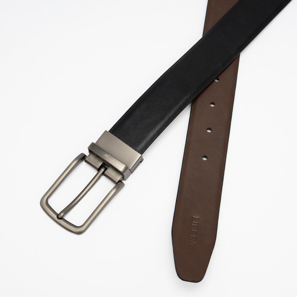 Genuine Leather Reversible Standard Lock Belt - Black / Dark Brown