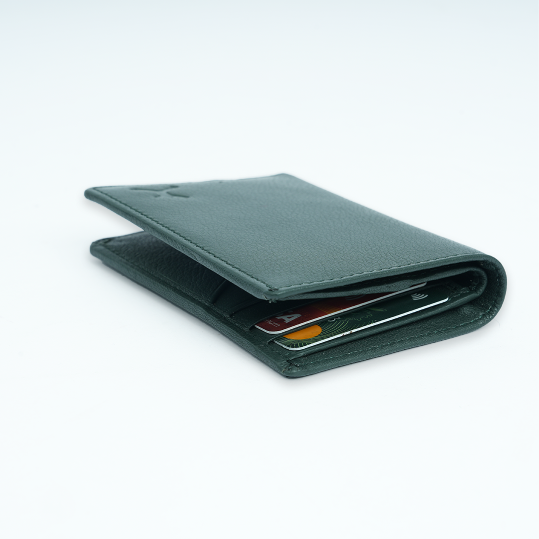 Genuine Leather Card Wallet - Green