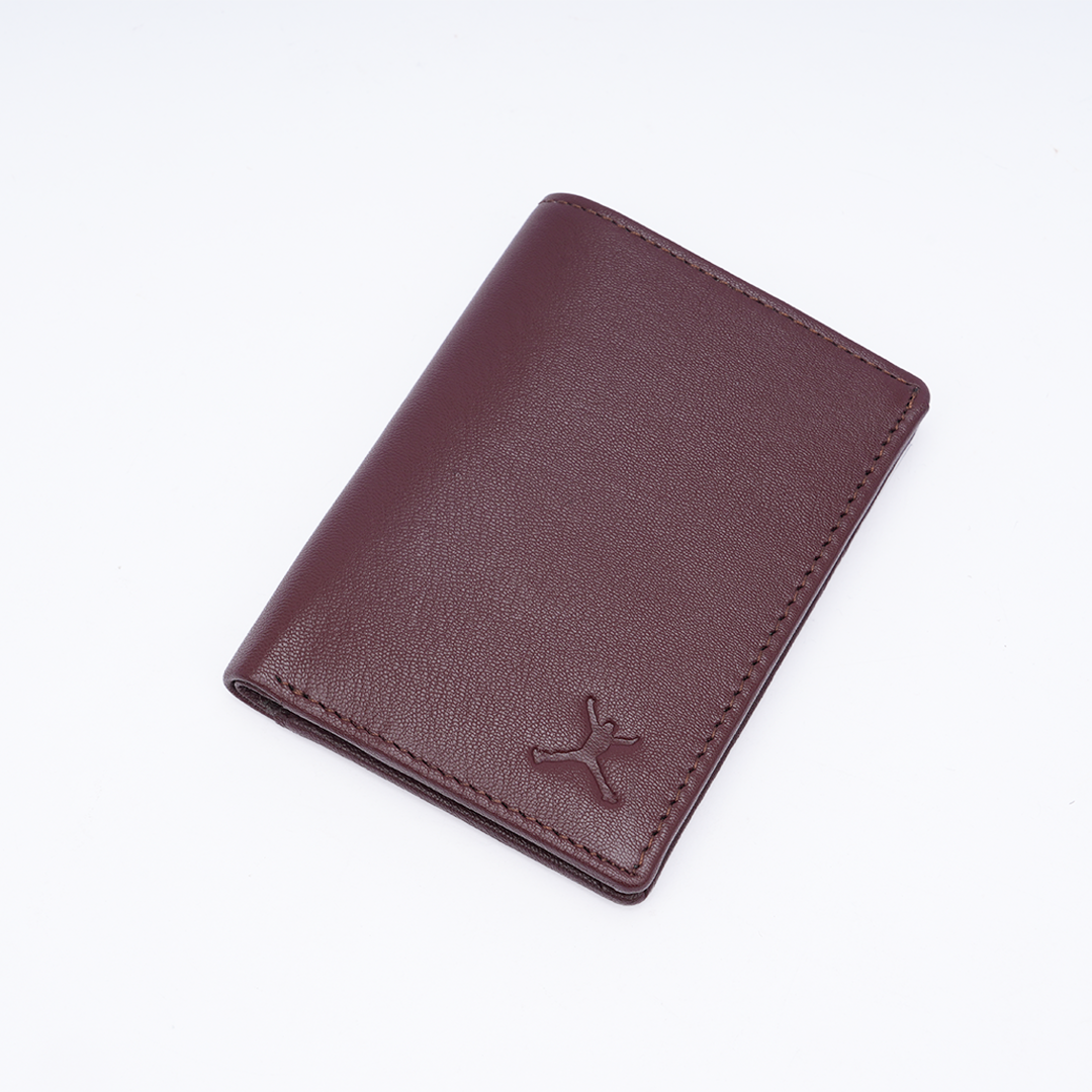 Genuine Leather Card Wallet - Burgundy