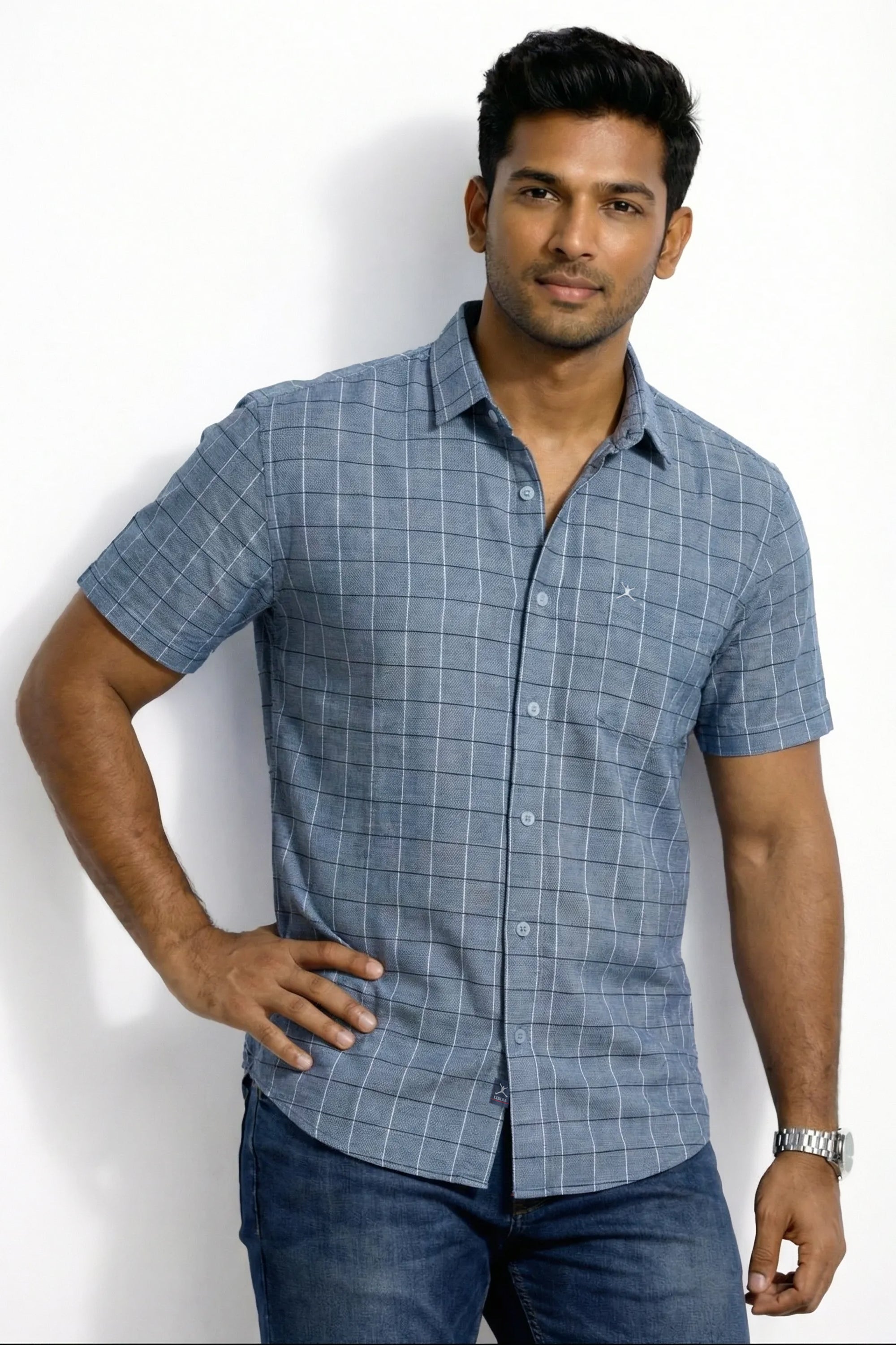 Slim Fit Cotton Check S/S Shirt