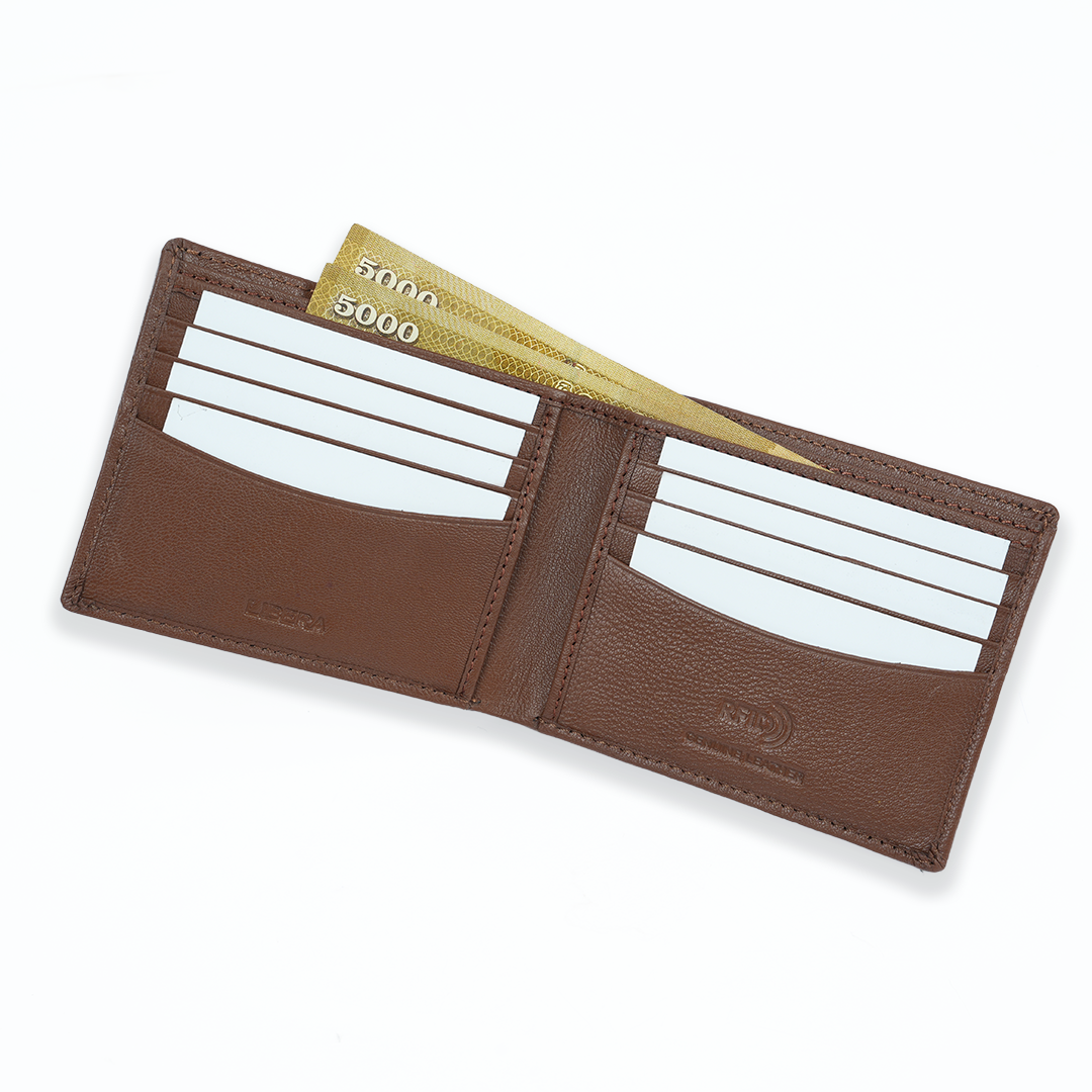 Genuine Leather RFID Wallet - Tan