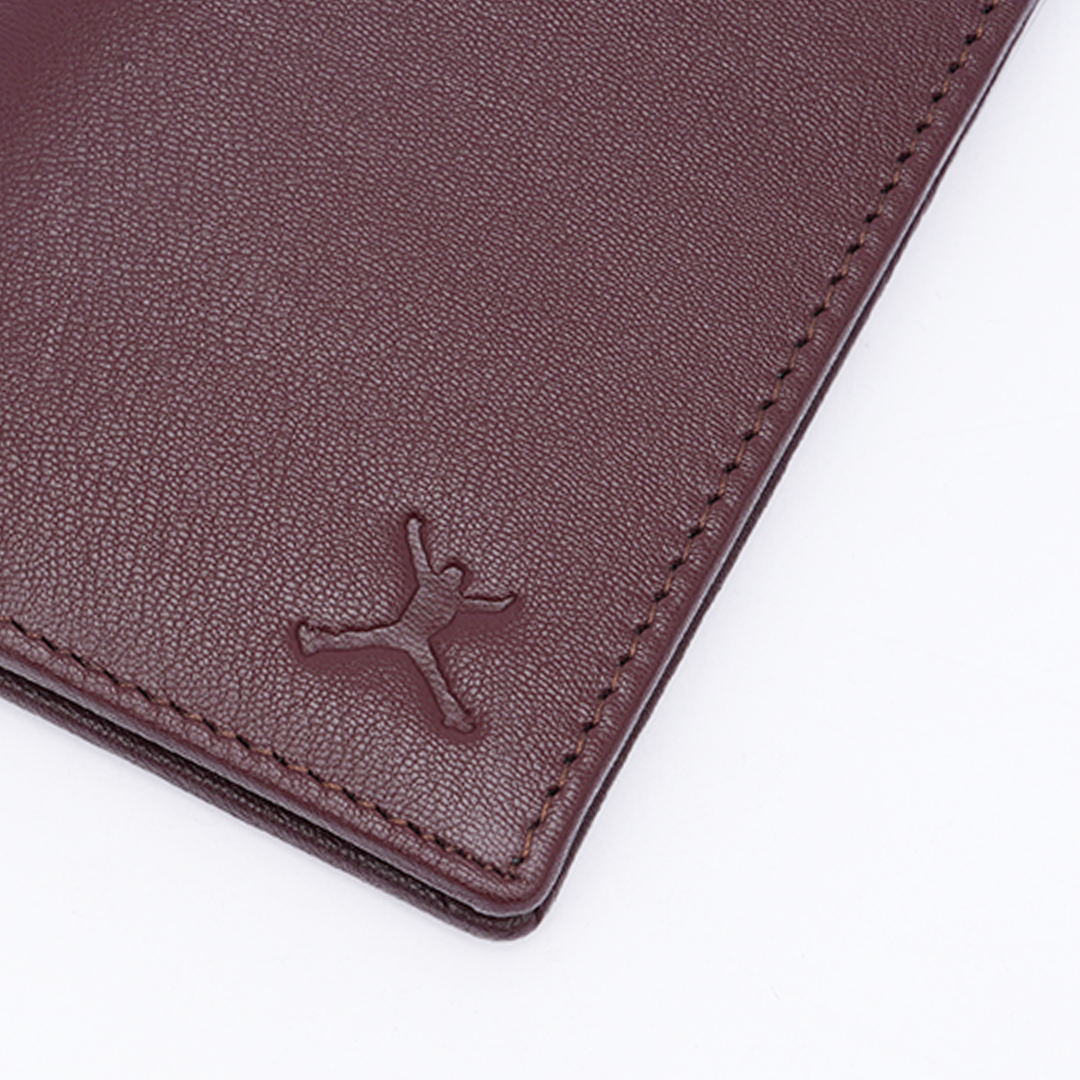 Genuine Leather Card Wallet - Burgundy