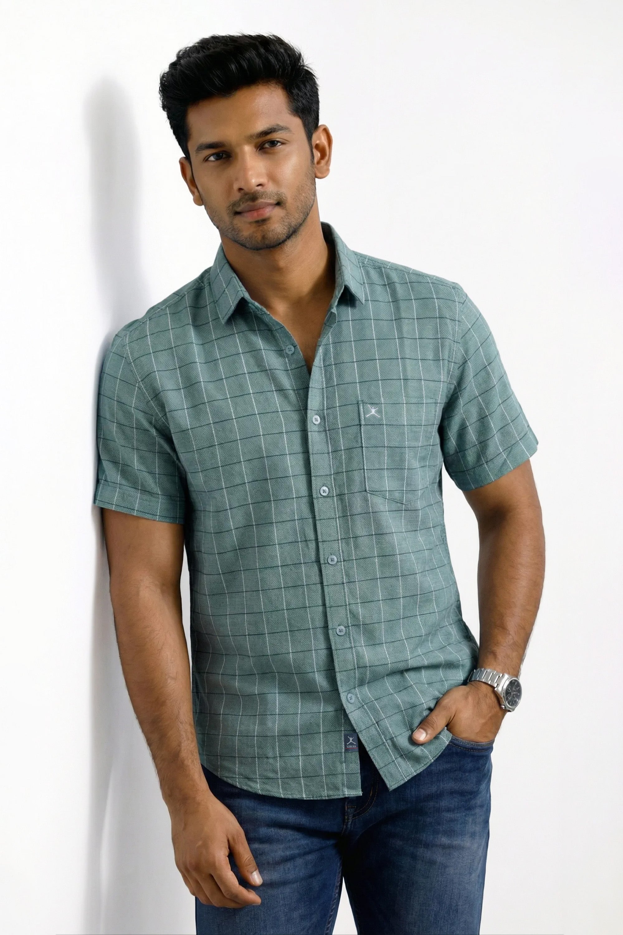 Slim Fit Cotton Check S/S Shirt