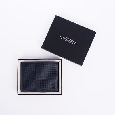Genuine Leather RFID Wallet - Navy Blue