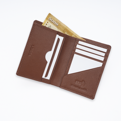Genuine Leather Card Wallet - Tan