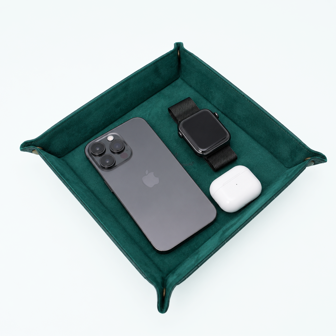 Italian Leather Tray Large - Green