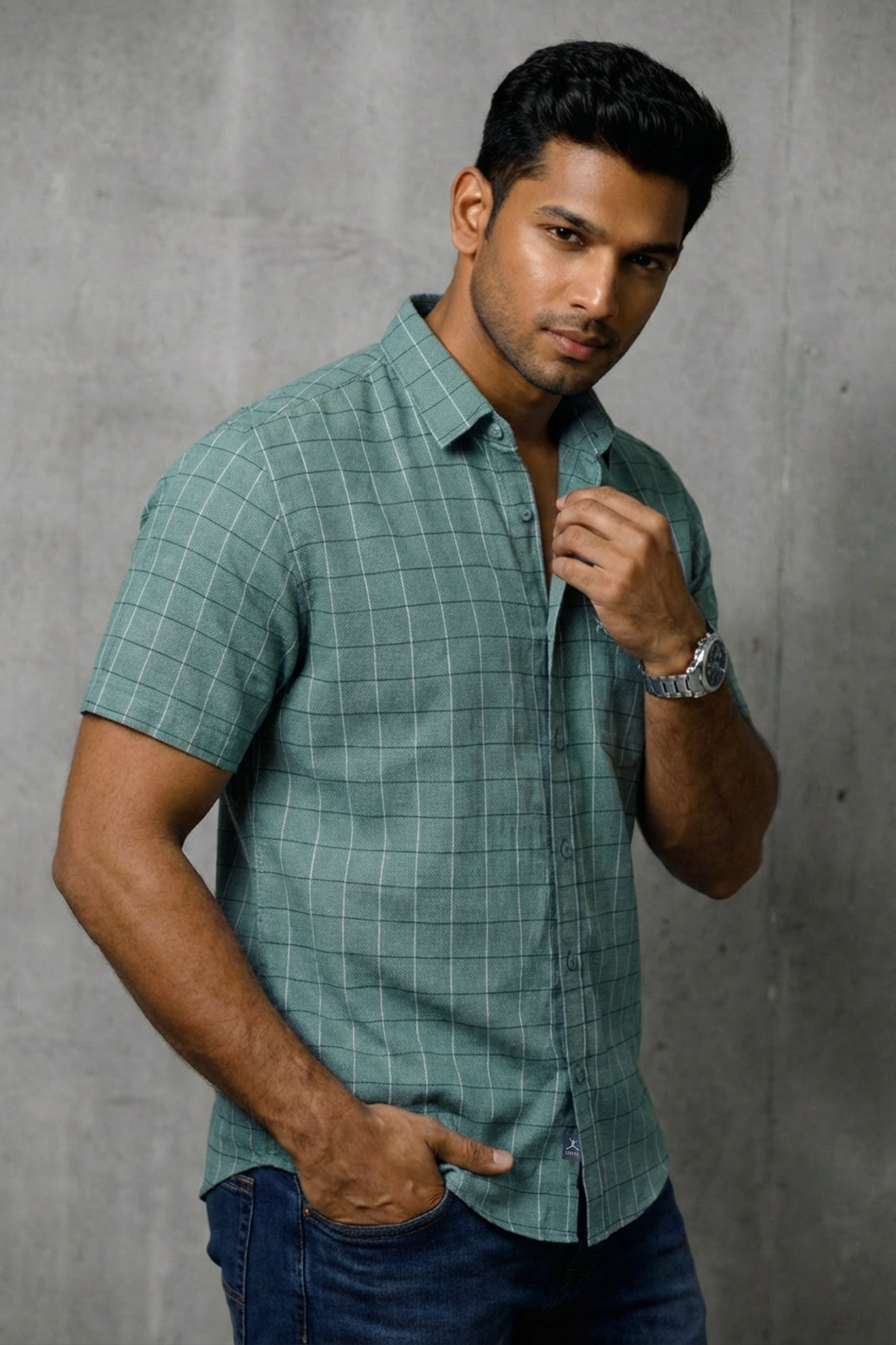 Slim Fit Cotton Check S/S Shirt