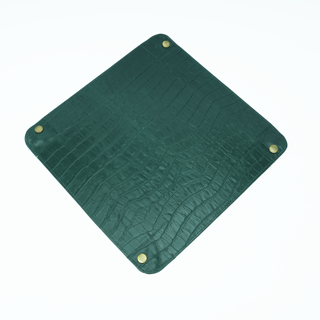 Italian Leather Tray Large - Green