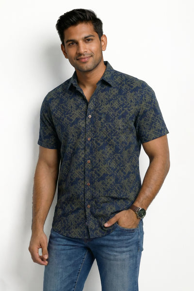 Slim Fit Cotton Printed S/S Shirt