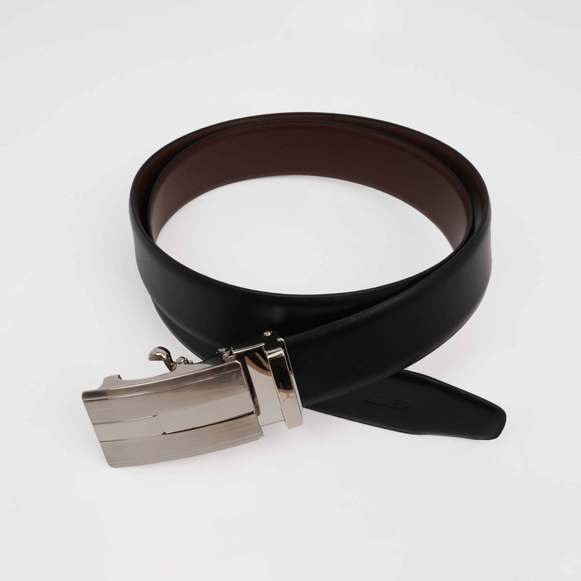 Genuine Leather Auto Lock Belt - Black | Dark Tan