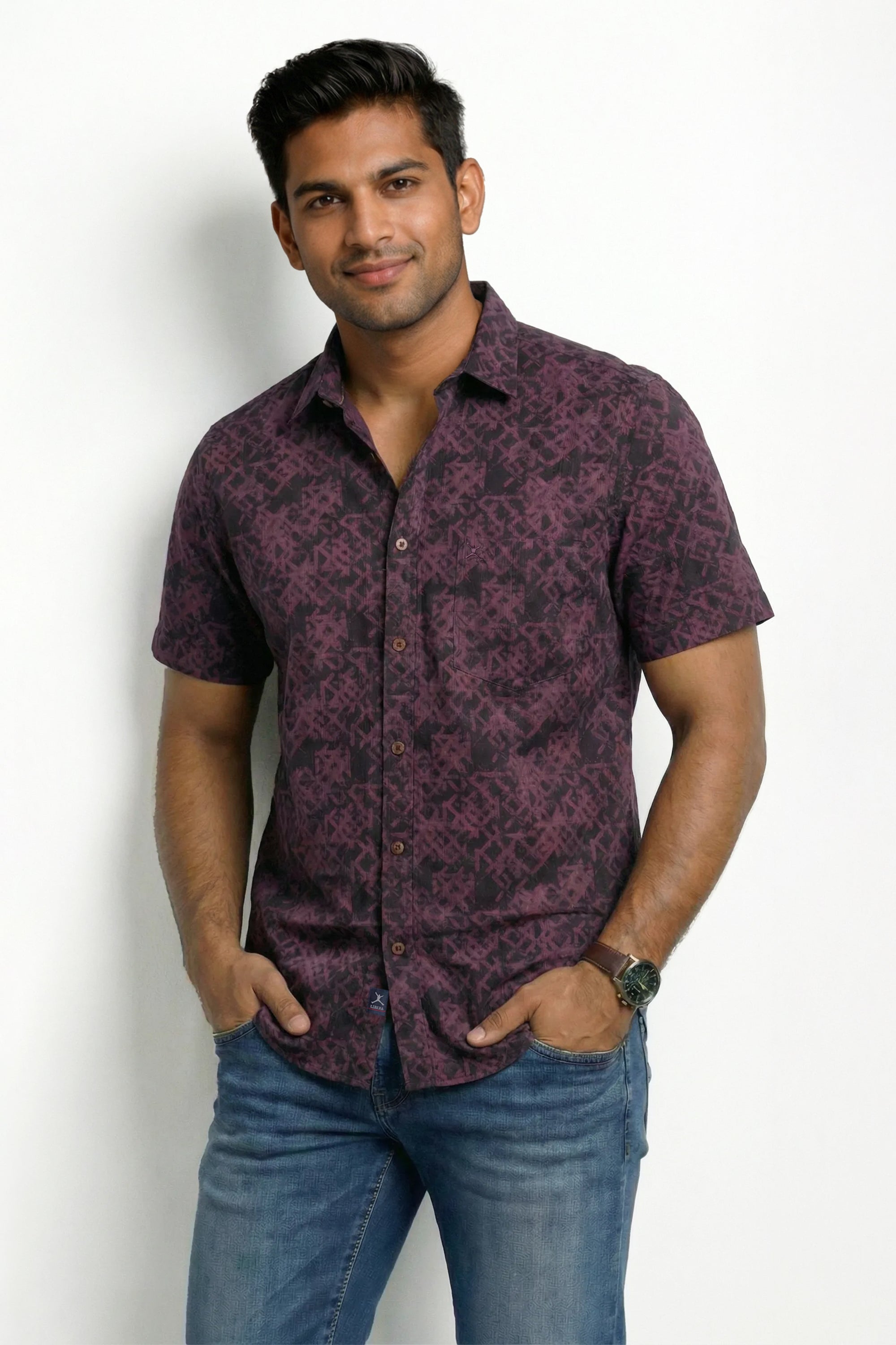 Slim Fit Cotton Printed S/S Shirt