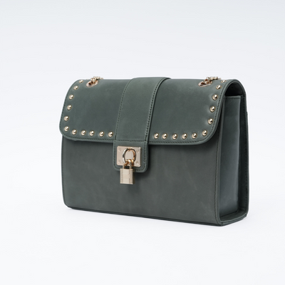Italian Leather Shoulder Bag -  Olive Green