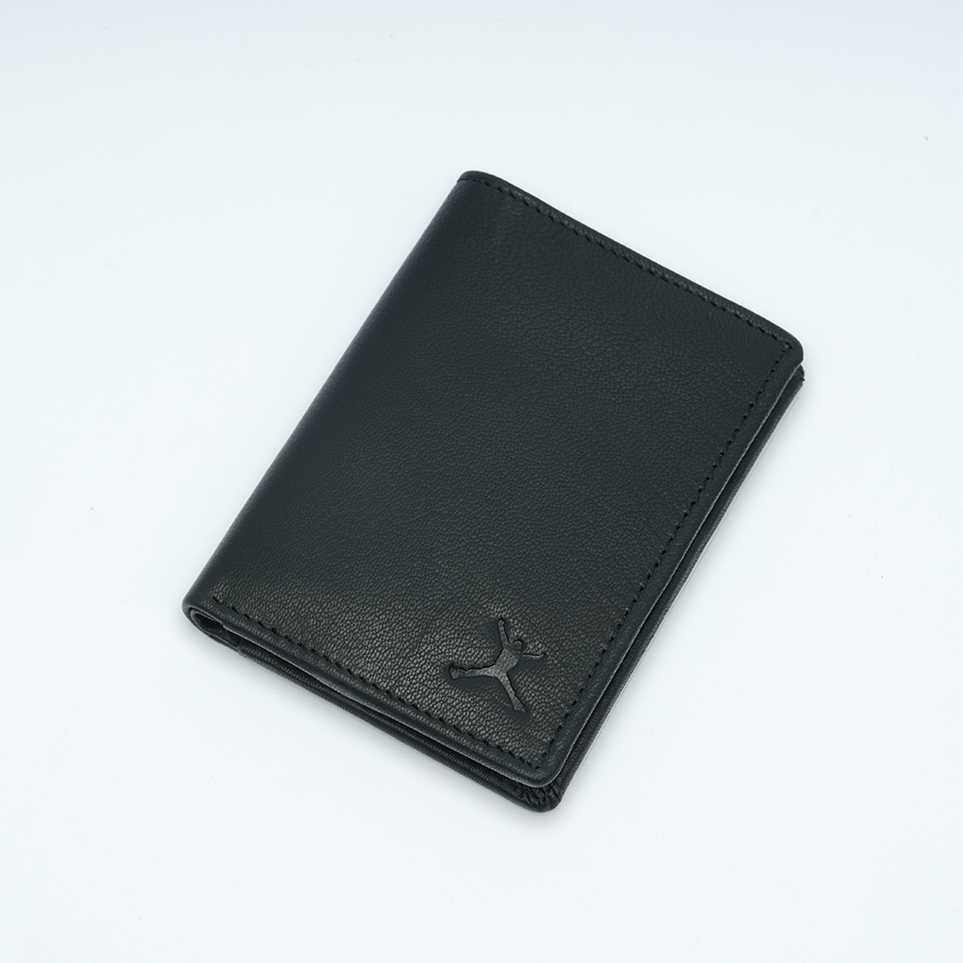 Genuine Leather Card Wallet - Black