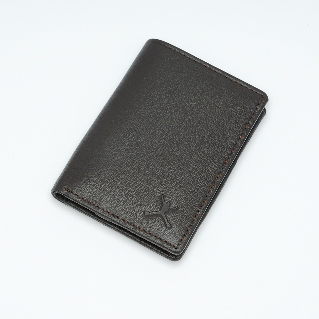 Genuine Leather Card Wallet - Coffee Brown