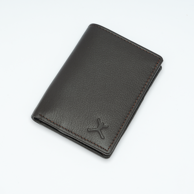 Genuine Leather Card Wallet - Coffee Brown
