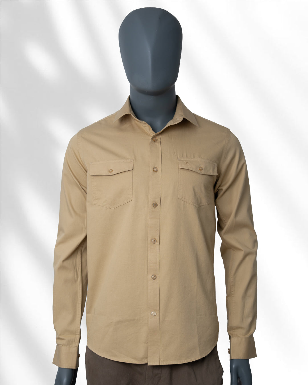 Slim Fit Double Pocket Plain Shirt - L/S