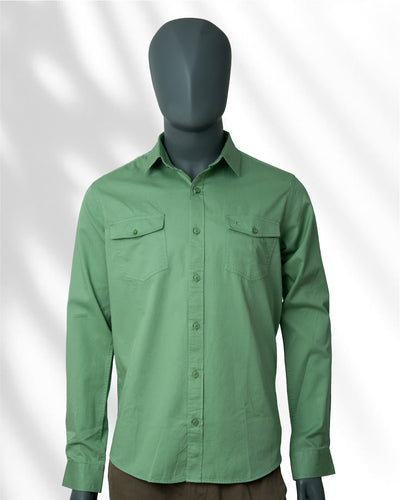 Slim Fit Double Pocket Plain Shirt - L/S